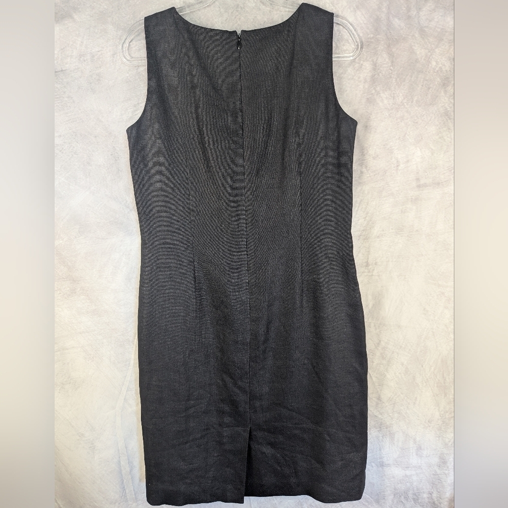 Talbots Size 10 Irish Linen Black Sleeveless Sheath Dress Midi - Picture 2 of 10